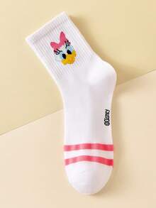 Disney 5 Pairs Cartoon Character Crew Socks, Soft & Breathable Mickey Mouse & Socks, Novelty Socks For Men And Women
