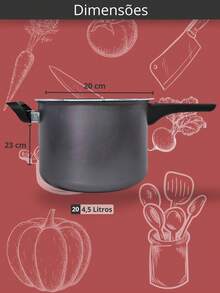 Panela de Pressão Fechamento Externo 4,5L Com Tampa de Vidro e Antiaderente Cor Preto Grafite - Grafite - Visão 3