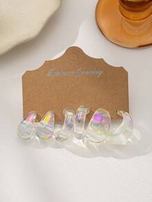 Colorful Transparent Earring Set For Women, Including Water Drop, Wide C, Twist C-Shaped Earrings, Popular Online