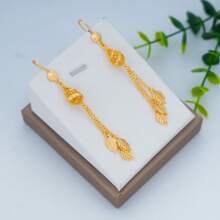 5pcs 18K Gold Plated Copper Floral & Fruit Shaped Waterproof Non-Fading Necklace & Earrings Jewelry Set, Casual Resort Style, Elegant European & Dubai Fashion, Suitable For Wedding, Party, Daily Wear, Gift For Women