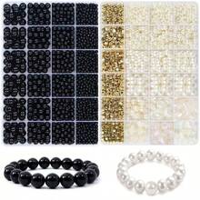 About 1080pcs Multi-Specification Faux Pearl Round Bead Bracelet Making Kit, For DIY Bracelets, Necklaces, Earrings, Craft Making, For Vase Fillers