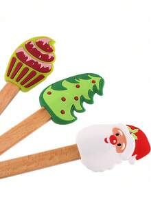 1pc Christmas Element Cream Scraper Santa Claus Cartoon Silicone Scraper Cake Spatula Baking Small Tool - Multicolor - View 7
