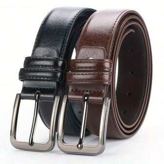 1/2pcs Men's Casual Leather Belt With Pin Buckle, Suitable For Daily Commute, Business Party Fall, Autumn, Halloween Autumn-Winter Accessories,Suitable For Teens, Youth,Men,Casual, Outdoor, Athletic, Vacation, Graduation Gifts, Birthday, Daily Wear Halloween, Casual, Business, Street, Boho, Western, Outdoor, Gift For Men, Husband, Boyfriend, Father, Dad, Christmas
