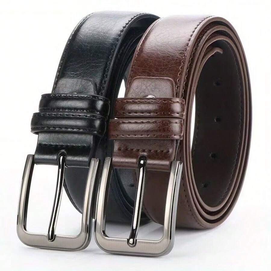 1/2pcs Men's Casual Leather Belt With Pin Buckle, Suitable For Daily Commute, Business Party Fall, Autumn, Halloween Autumn-Winter Accessories,Suitable For Teens, Youth,Men,Casual, Outdoor, Athletic, Vacation, Graduation Gifts, Birthday, Daily Wear Halloween, Casual, Business, Street, Boho, Western, Outdoor, Gift For Men, Husband, Boyfriend, Father, Dad, Christmas
