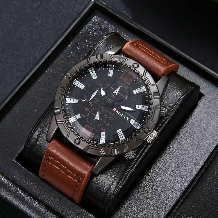 2pcs High-End Business Gift Set For Men: Metal Decor Quartz Wristwatch With Comfortable Strap + Minimalist Lightweight Wallet, Premium Gift For Business, Meetings, Client Appreciation - Black - View 3