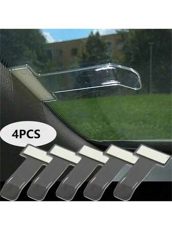 Soporte universal para ticket de estacionamiento - Organizador de almacenamiento y montaje para tarjetas y facturas de auto - Soporte para pegatina en parabrisas - Soporte para tarjeta de fijación vehicular - Soporte para pegatina en cristal delantero del coche - Material de plástico