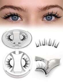 1 paire de faux cils magnétiques au look naturel, 1 paire de faux cils magnétiques réutilisables avec applicateur, kit de faux cils magnétiques sans colle nécessaire, faciles à porter et à retirer, bandes de cils, faux cils - Faux cils naturels - Voir 16