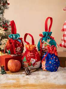 1个圣诞礼品袋 - 苹果袋 - 平安夜平安果包装盒 - 装饰性糖果礼品袋 - 适合所有场合：非常适合家庭聚会、办公室派对和节日活动。非常适合存放书籍、衣服或各种物品的组合，让送礼过程轻松又时尚。 - 彩色 - 查看 1