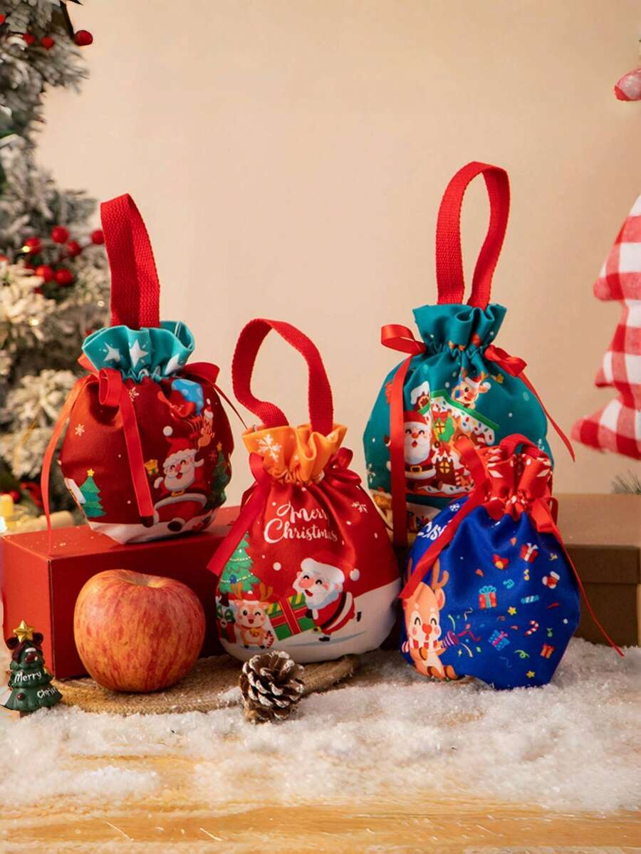 1个圣诞礼品袋 - 苹果袋 - 平安夜平安果包装盒 - 装饰性糖果礼品袋 - 适合所有场合：非常适合家庭聚会、办公室派对和节日活动。非常适合存放书籍、衣服或各种物品的组合，让送礼过程轻松又时尚。 - 彩色 - 查看 1