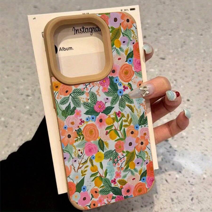 Funda de piel sintética suave con diseño floral pintado a mano para phone 15 Plus, 14 Pro, 13 X, 16, 12, 11 y XS. Diseño floral pintado a mano. Lentes de alta calidad. Compatible con phone 15 Plus, 14 Pro, 13 X, 16, 12, 11 y XS. - Blanco - Ver 1
