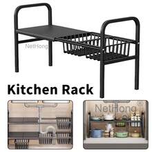 Extendable Sink Shelf Adjustable Under Sink Rack Storage Organiser For Bathroom Kitchen  Racks - Black - View 1