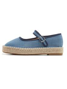 French Style Mary Jane Flats For Women Espadrilles Platform Thick Heel Ballet Flats Chill Jeans Design Buckle Mary Jane Shoes Women - 藍色 - 查看 6