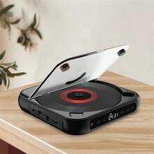 1pc Compact Desktop CD Player With Bluetooth 5.1, Made Of Durable Plastic Material, Portable Audio Entertainment Device;   Modern & Sleek Style, Black Color, Square - Shaped With A Transparent Lid, Features Built - In HiFi Speakers, LCD Screen Display, Timer Function, FM Radio, USB Type - C Port Detail.   Ideal For Enjoying CDs, Streaming Music Wirelessly.   Audio Gadget Perfect For Home, Dorm Rooms, Car Use, Year - Round Entertainment.   Great As A Gift For Teens, Students, Music Lovers On Christmas, Birthdays, Back - To - School Season.(Black) - Black - View 10