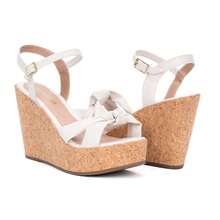 Domidona Women's Wedge Platform Sandal With Bow Strap - 白色 - 查看 6