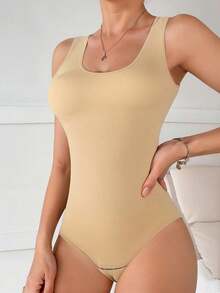 MLeyhoice 无缝连体衣，塑形瘦身，增强腹部控制力 - 杏色 - 查看 4