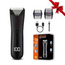 Compact Electric Body Hair Trimmer, Multi-Purpose Full Body Hair Groomer, Cordless Electric Shaver For Men, With 2 Limit Combs, USB Rechargeable, LED Power Display, LED Light, Holiday Gift