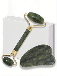 2pcs Green ABS Resin Gua Sha Massage Board | Facial & Body Meridian Scraping Massage Tool, Beauty Lifting - Multicolor - View 1