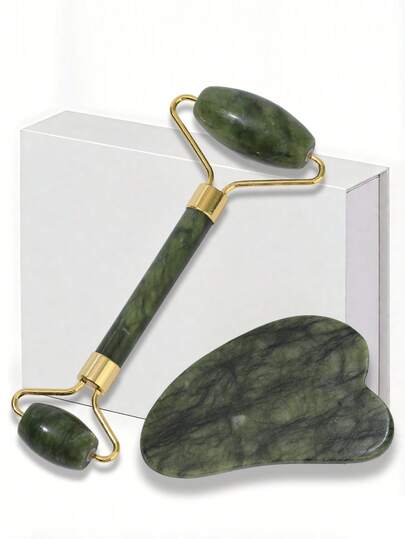 2pcs Green ABS Resin Gua Sha Massage Board | Facial & Body Meridian Scraping Massage Tool, Beauty Lifting