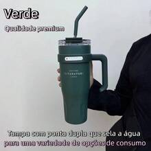 40OZ/1200ML SITARAYURI Double Wall  Bottle For Father's Day, With Handle And Straw, Large Capacity Portable Cup For Hot And Cold Dual Use, 1200ml Steel  Bottle, Suitable For Hot Or Cold Drinks, Suitable For Camping, Outdoor Activities, Driving, Sports, Fitness And Holiday Gifts. - 優質款綠色 - 查看 4