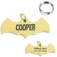 1pc Customized Engraved Bat-Shaped Pet ID Tag - Personalized Halloween Theme Pattern Dog And Cat Name Tag, Stainless Steel Collar Pendant - Anti-Lost Keychain, Engraved With Name And Contact Information - Colorful Fashion Outdoor Pet Accessory - Perfect Gift For Pet Safety - Multicolor - View 20