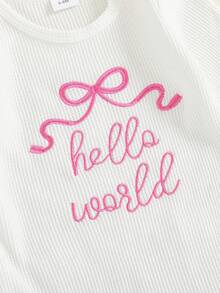 Nebworn Baby Girl Waffle Knit Romper Long Sleeve Ruffle   Fall Winter Clothes Coming Going Home Outfit - 白色 - 查看 8