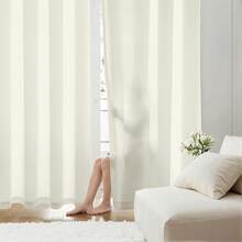 White Privacy Sheer Curtains 84 Inch, Light Filtering 2 Panels Set - Ivory - View 12