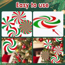4/8 piezas Decoraciones de árbol de Navidad con piruletas rojas y verdes, decoraciones lindas de caramelos para la parte superior del árbol de Navidad, decoraciones navideñas para el hogar, fiesta y uso en interiores y exteriores
