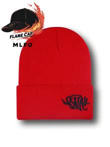 MLFO Syna World 简约刺绣高弹柔软防风保暖时尚针织帽，适合户外骑行、旅行、休闲穿着、男女通用护耳帽，秋冬 - A - 查看 13