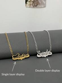 1 szt. Spersonalizowany damski naszyjnik z tekstem, matowe wykończenie, stal nierdzewna, łańcuszek NK, styl retro streetwear, wisiorek z angielskim imieniem, prezent na Dzień Matki, prezent urodzinowy, nadaje się do noszenia na co dzień