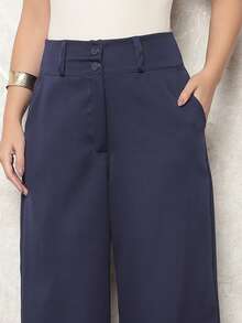 Simple Zipper Pocket Button - Navy Blue - View 4
