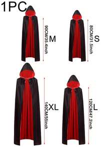 1 件酷炫万圣节角色扮演双面黑红连帽斗篷 - 非常适合派对和节日装扮道具，可扮演吸血鬼或任何其他角色 - 彩色 - 查看 3