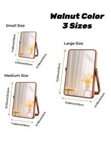 天然竹木桌面化妆镜，复古木质梳妆镜，长方形桌面镜，适用于客厅、卧室、门厅等家居装饰，返校季房间装饰，学习用品