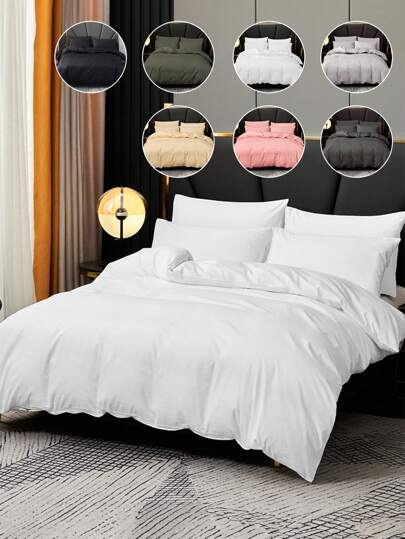 2/3pcs Duvet Cover Set, Bedding, Solid Color Bedding Set, Cozy Room Decoration, Soft And Anti-Pilling Bedding, Comfortable And Breathable Bed Set, Dustproof Duvet Cover Set, 1pc Duvet Cover With 1/2pcs Pillowcases (Without Filler), For Single, Twin, Full, King, Queen Bed Sizes, Suitable For Bedroom, Guest Room, Dormitory, All Seasons, Machine Washable,Fall Decor,Autumn Decor,Room Decor