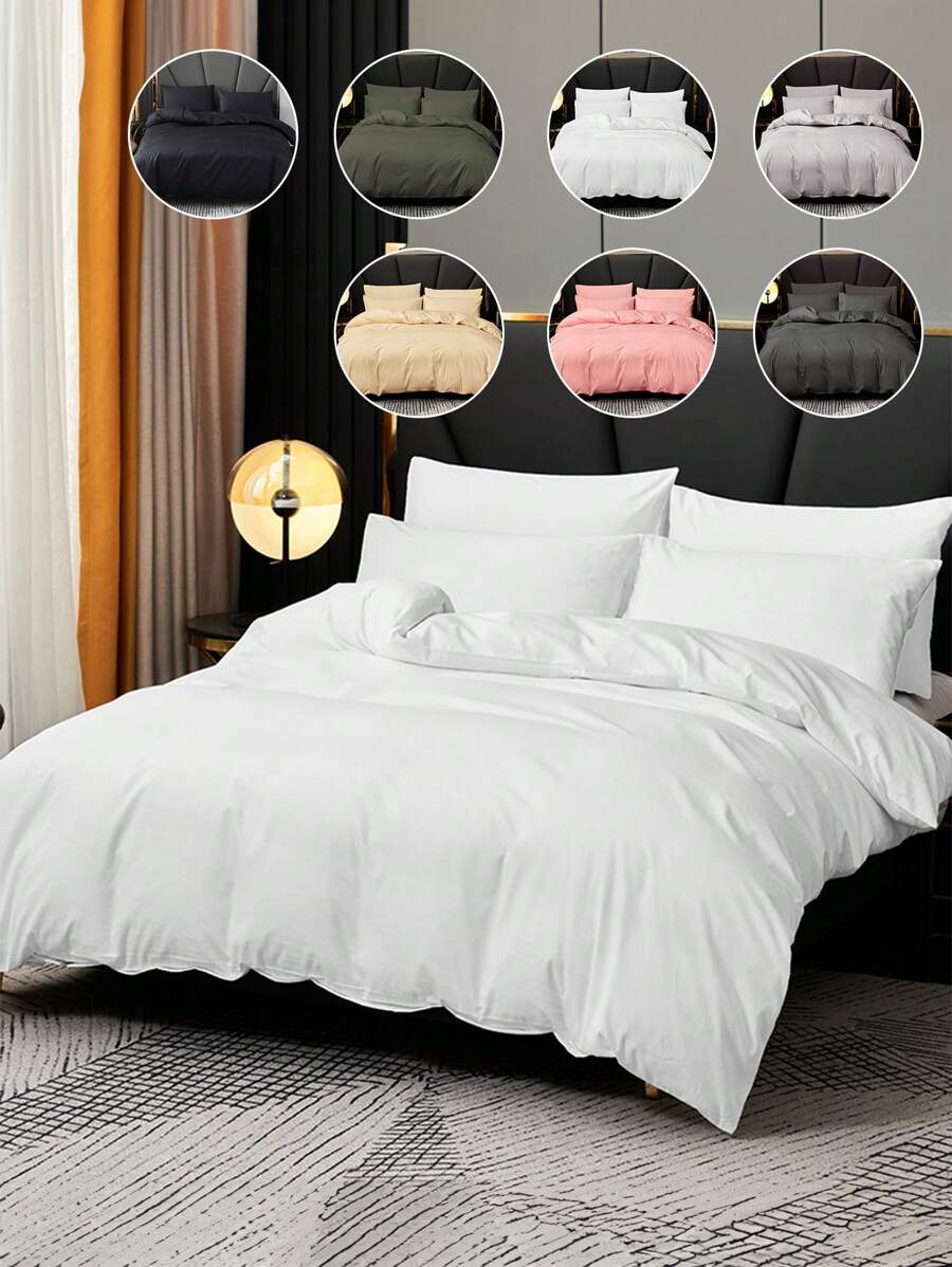 2/3pcs Duvet Cover Set, Bedding, Solid Color Bedding Set, Cozy Room Decoration, Soft And Anti-Pilling Bedding, Comfortable And Breathable Bed Set, Dustproof Duvet Cover Set, 1pc Duvet Cover With 1/2pcs Pillowcases (Without Filler), For Single, Twin, Full, King, Queen Bed Sizes, Suitable For Bedroom, Guest Room, Dormitory, All Seasons, Machine Washable,Fall Decor,Autumn Decor,Room Decor