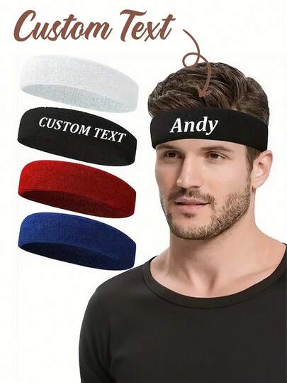 Customized Unisex Headband/Hairband - Customizable Text Design, Suitable For Tennis, Basketball, Running, Fitness And Other Sports - Durable Acrylic Fitness Accessory And Headwear