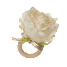 6pcs/Set Elegant Fresh Mori Simulation Rose Napkin Rings Twine Napkin Rings, Suitable For Weddings, Birthday Parties, Graduation, Christmas, Daily Table Decorations, Etc. - 乳白色 - 查看 4