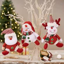 Minguan Nou Crăciun Decorațiune Desen Animat Moș Crăciun Păpușă Om de Zăpadă Figurină, Ornament Agățat pentru Bradul de Crăciun - Multicolor - Vizualizare 4