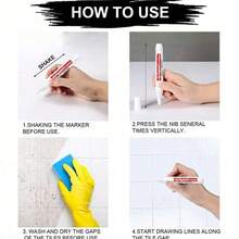 Marcador de lechada de azulejos multicolor, resistente al agua y de secado rápido. Multiusos, apto para baño, cocina, porche, jardín y reparación y renovación de juntas de azulejos. Marcador corrector de color para decoración navideña del hogar. Marcador para embellecer paredes - Multicolor - Ver 9