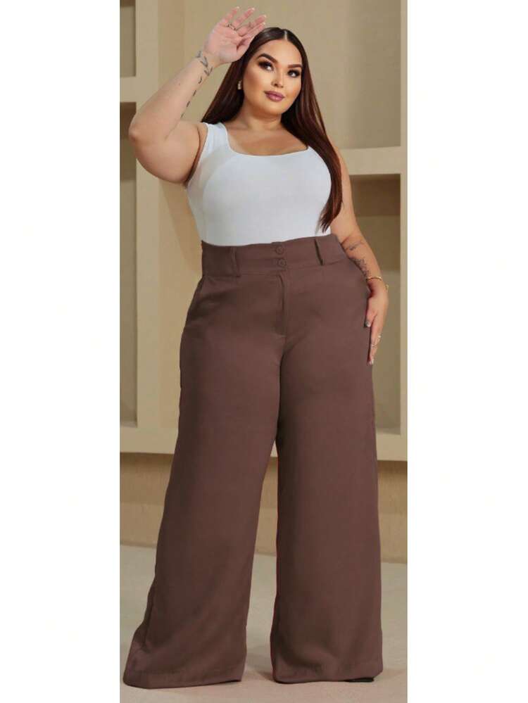 Plus Size Women's Pantaloons, Tailored, Elegant, Comfortable, Luxury - Rỉ Nâu - Xem 1