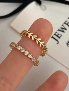 Pair Of 3mm Beveled Wedding Rings, 18k Gold Plated, 925 Silver Solitaire - Vàng - Xem 3