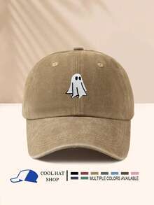 Șapcă vintage ușoară, spălată, cu model fantomă, pălărie unisex, stil camionist, casual, potrivită pentru Halloween, camping, călătorii - culoare negru/vișiniu/albastru/gri/kaki/cafea disponibilă, material respirabil, brodat durabil - fantomă - Vizualizare 18