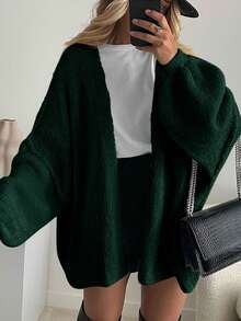Women's Oversized Cardigan Fall Long Lantern Sleeve Knit Cardigan Lightweight - Cypress green - View 3