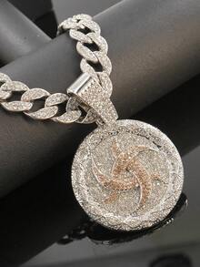 1件男女通用个性化符号圆形吊坠项链，时尚百搭项链