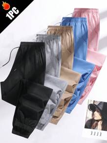 Women'S Outdoor Casual Running Pants - Elastic Waistband Pockets Sports Trousers, Lightweight All-Season Pants, Women'S Athletic Long Pants, Suitable For Gym, Machine Washable, Solid Color Design, Comfortable Fit, Y-Shape Style, Elastic Waist, Ideal For Outdoor Hiking & Sports Enthusiasts Tights