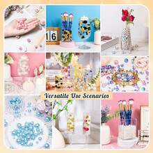 300 piezas de perlas de relleno, perlas artificiales sin agujero para rellenar jarrones, centros de mesa de velas, decoración del hogar para bodas, cumpleaños, fiestas temáticas, Halloween, Navidad, centros de mesa (incluye perlas de agua) Decoración de habitación Florero Jarrón de vidrio