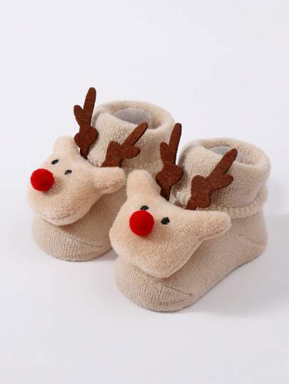 1 par de calcetines para bebé, calcetines navideños para recién nacidos, calcetines de regalo de invierno