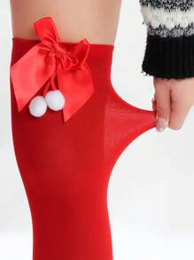 1双全新男女通用圣诞/复活节压缩袜，过膝长袜，角色扮演过膝长袜，女士长筒袜，非常适合角色扮演、派对服装、圣诞装饰，舒适保暖。 - 紅色 - 查看 4