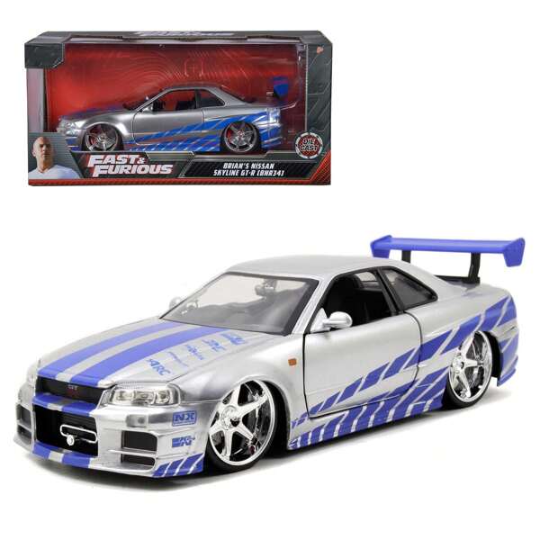 Burago Modelo de coche de de simulación a escala 1:32 de la NISSAN SKYLINE GT-R (RCNR33) / DODGE CHARGER 2006, coche de colección con carrito de aleación, empacado hermosamente como regalo de cumpleaños para hombres
