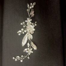 1 pieza Pinza de pelo de vidrio con diseño floral elegante, accesorio de pelo para novia y boda, para todas las temporadas - color - Ver 15