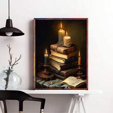 1 Stück / 3 Stücke ungerahmte Leinwandmalerei Vintage Buch Wandkunst, Buch LeinwandmalerMusteruck Heimdekoration, verlassene gotische Bibliothek, dunkle College Dekoration Poster, antike viktorianische Raumdekoration